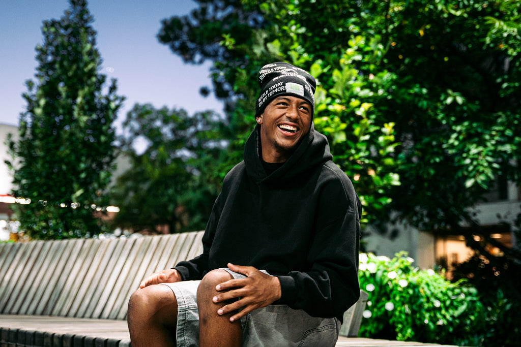 BLACK & TURQUOISE BEANIE