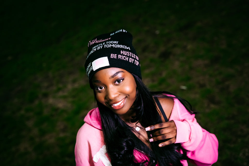 BLACK & PINK BEANIE