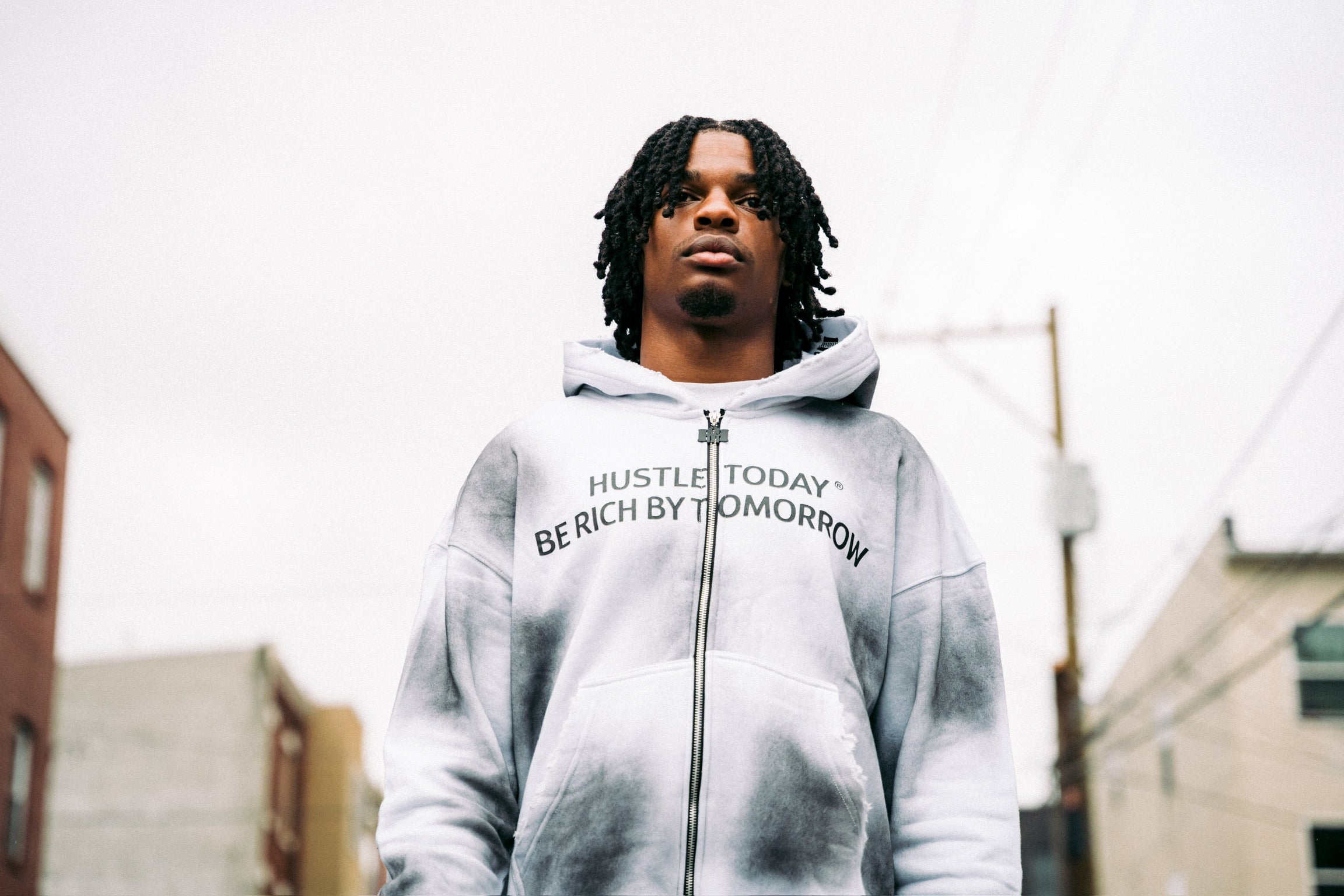 WHITE SUNFADE ZIP-UP