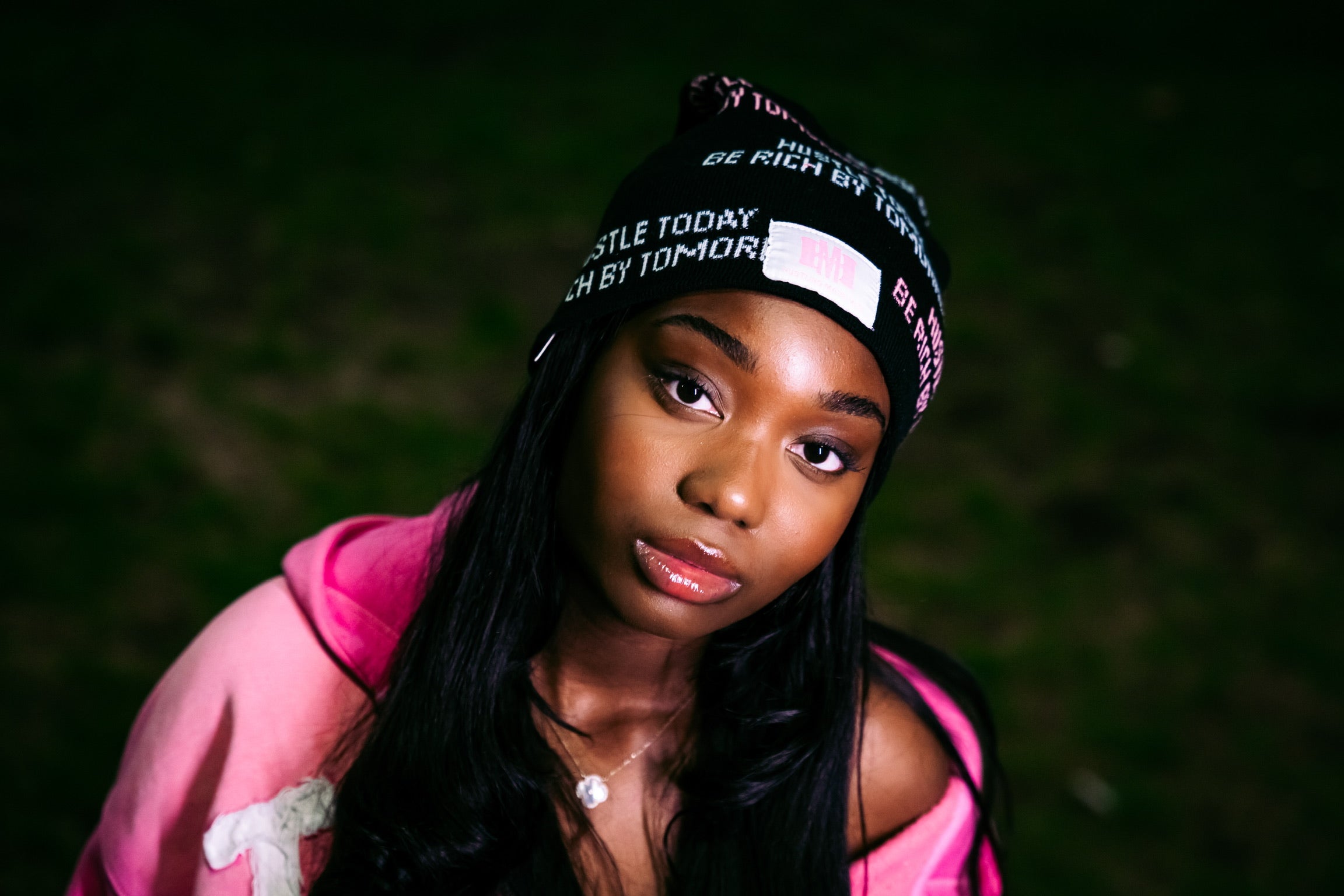 BLACK & PINK BEANIE