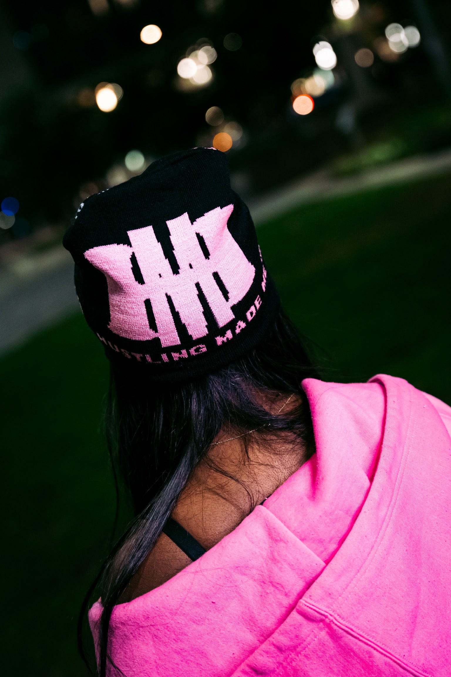 BLACK & PINK BEANIE