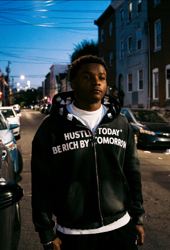 BLACK SUNFADE ZIP-UP